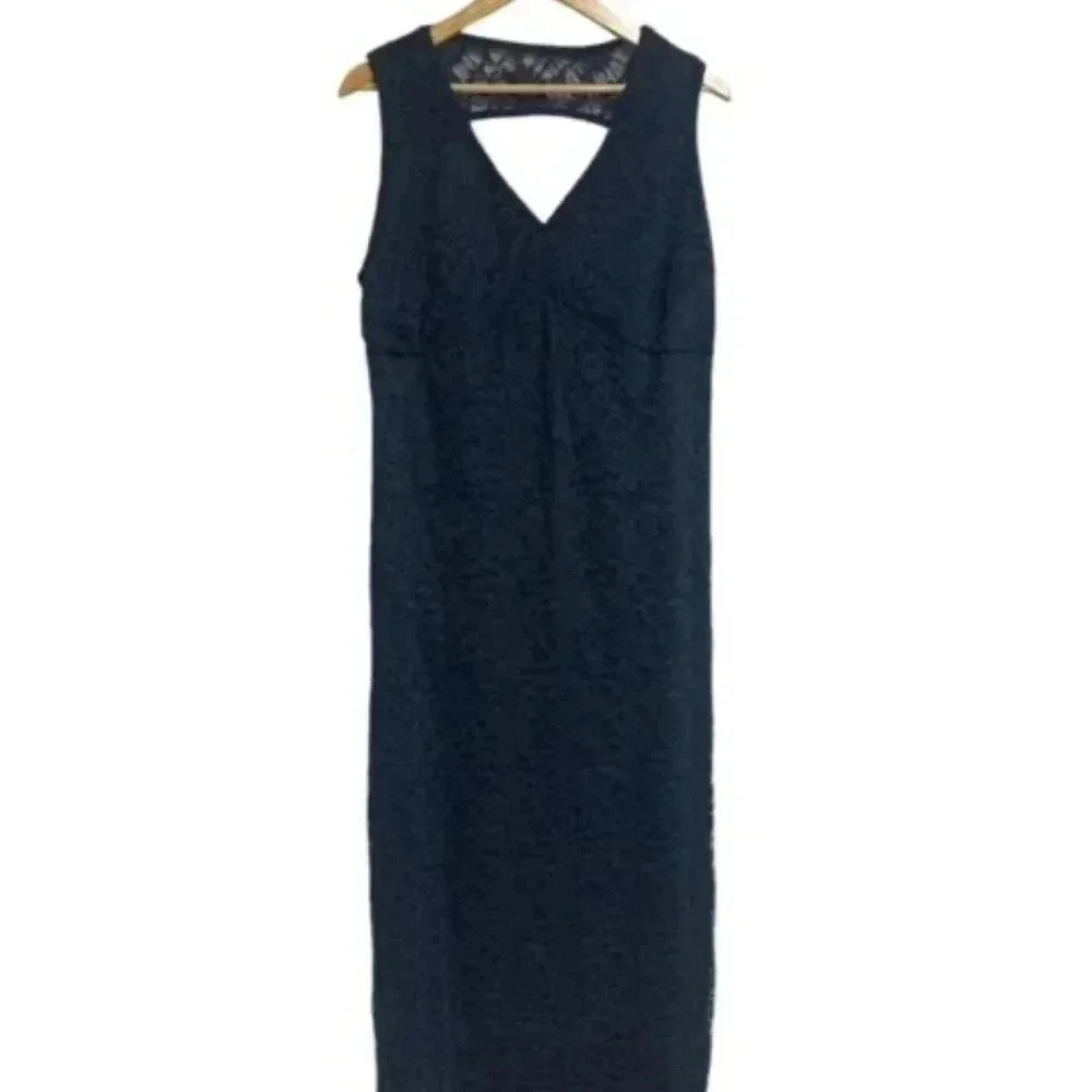 Blu Sage Navy Blue Lace Overlay Dress Size 14W Wedding‎ Cocktail Party